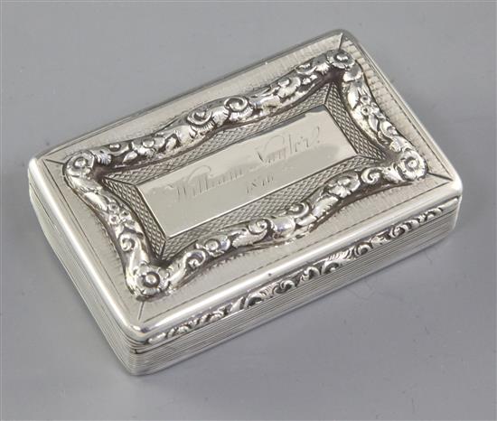 An early Victorian silver snuff box, by Francis Clark, Length 83mm Weight: 4.2oz/131grms